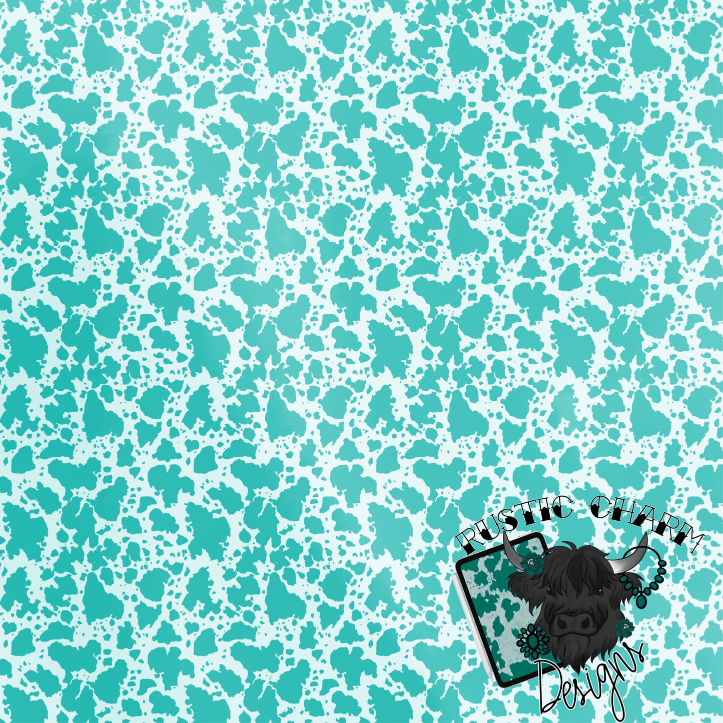 Teal cow print